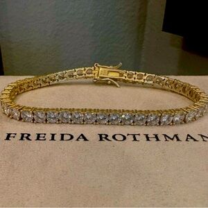 Freida Rothman Midnight Twilight 14K Matte Gold Tennis Bracelet Clear